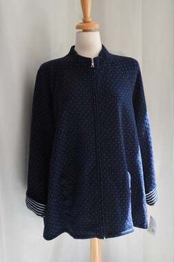 Croft and Barrow Dark Blue Patterned Zip Up Long Sleeve Jacket NWT Size 2X